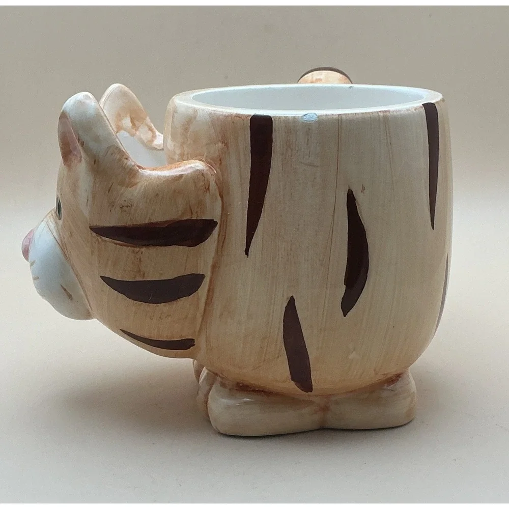 Vintage JC Penney Home Collection 3D Cat Mug Orange Tabby Cookie Tea Pocket
